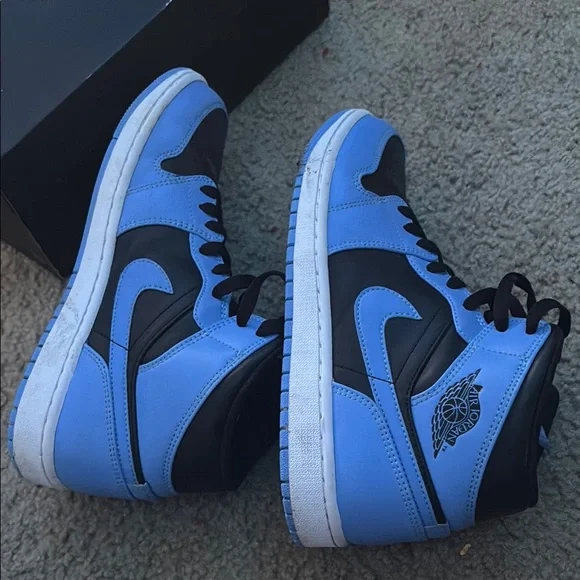 Jordan Nike University Blue & Black High Top Sneakers - Picture 4 of 6